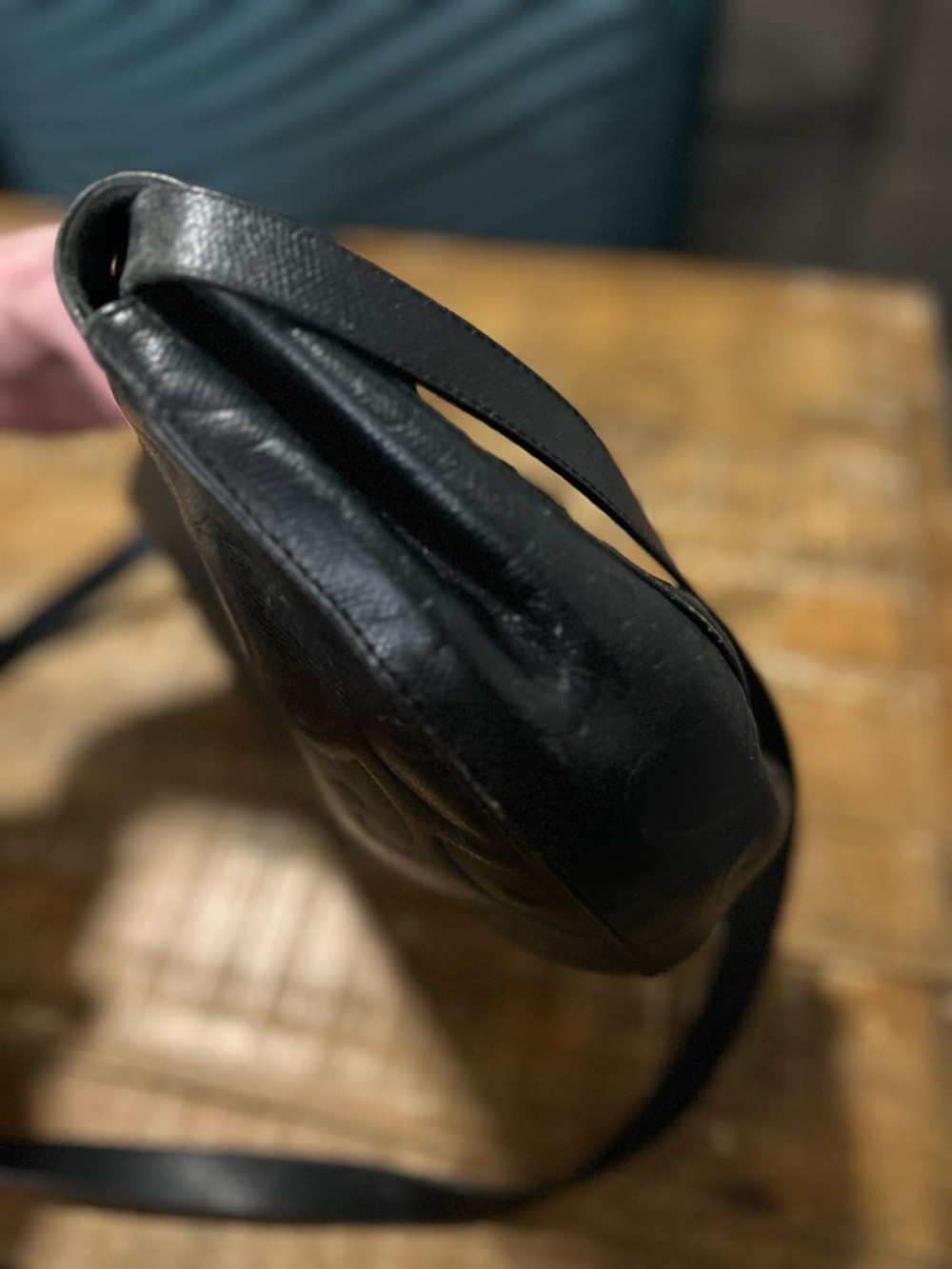 Saint Laurent Black Embossed Leather Crossbody Bag RARE VINTAGE 100% Authentic - Picture 9 of 15